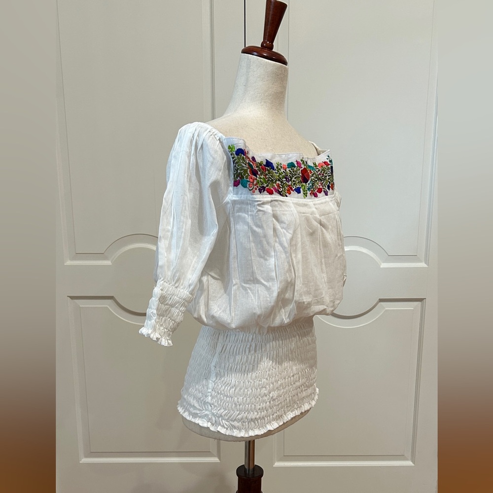 Boho Mexican top With san Antonino Silk Embroidery. - Picture 4 of 6
